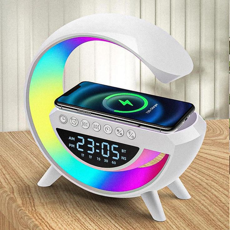 G-Shaped LED Lamp with RGB Lights & Wireless Charger