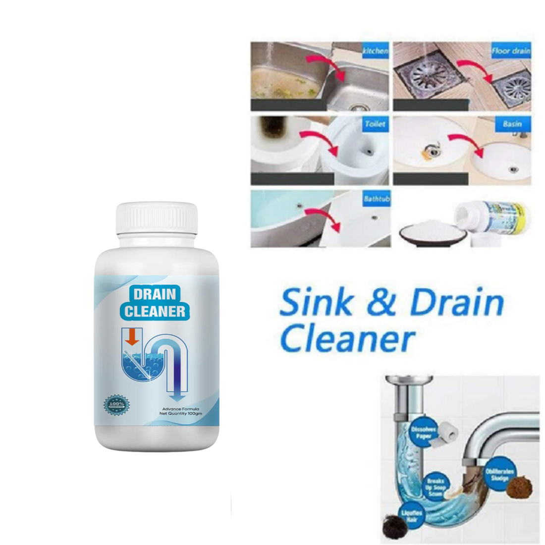 Powerful Drainage, Sinks & Pipes Blockage Removal Powder(BUY 1 GET 1 FREE)