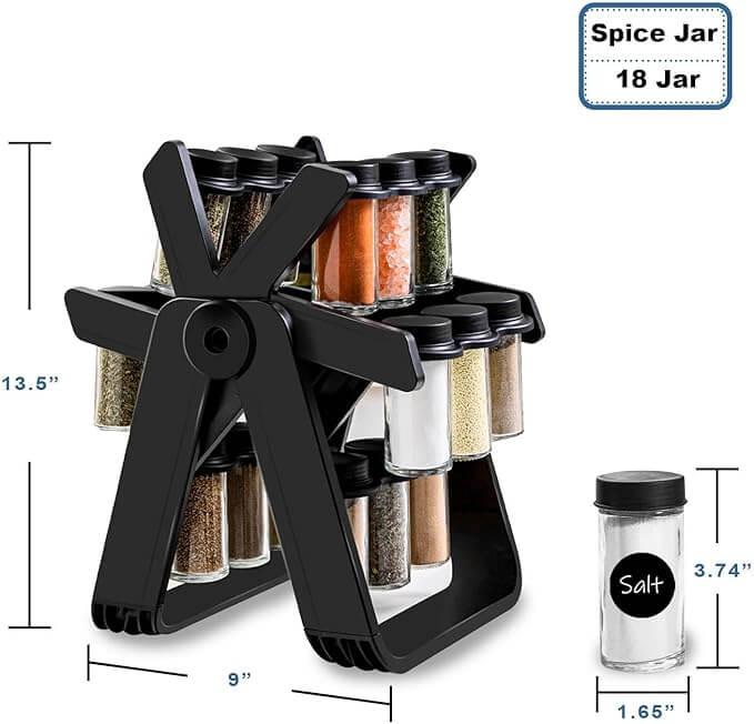 Rotating Spice Rack With 18 Jars