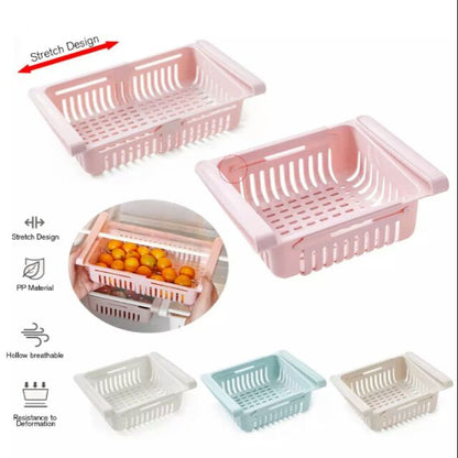 Adjustable Fridge Storage Basket Racks & Sliding Tray ( 5 Pcs )