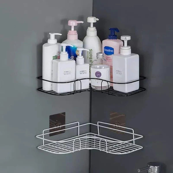 Wall Corner Rack For Bathroom & Kitchen With Hooks ( Pack of 2 )