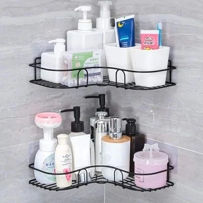 Wall Corner Rack For Bathroom & Kitchen With Hooks ( Pack of 2 )