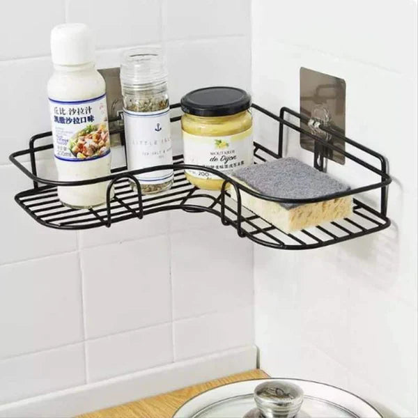 Wall Corner Rack For Bathroom & Kitchen With Hooks ( Pack of 2 )