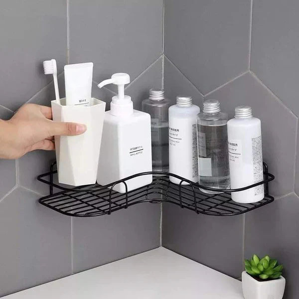 Wall Corner Rack For Bathroom & Kitchen With Hooks ( Pack of 2 )