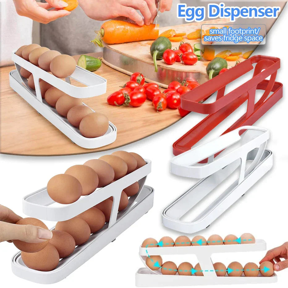 Egg Holder Dispenser With Automatically Rolling ( PACK OF 2 )