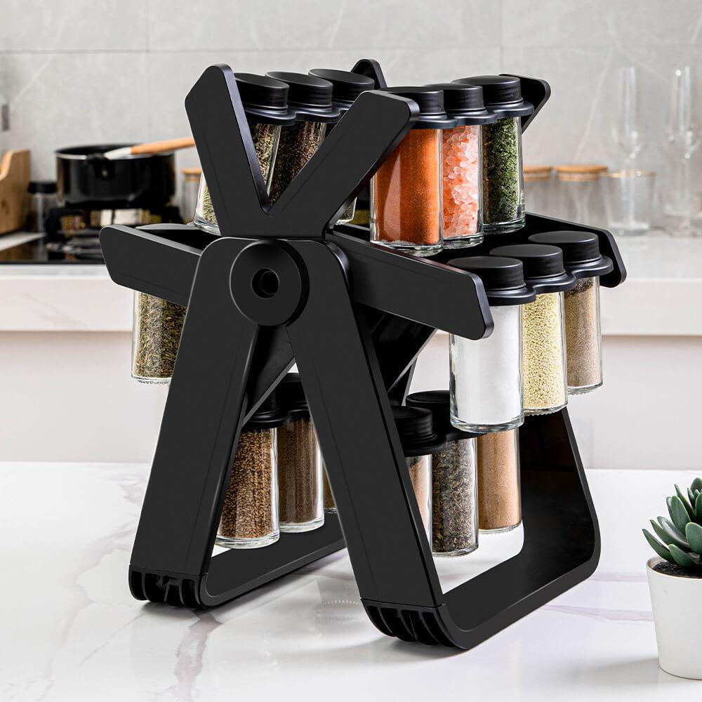 Rotating Spice Rack With 18 Jars