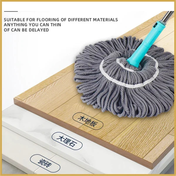 Extendable Twist Mop Fine Fiber Floor Mop – 2-in-1 Rotatable Adjustable Mop