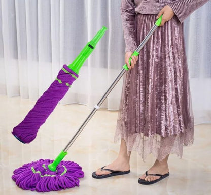 Extendable Twist Mop Fine Fiber Floor Mop – 2-in-1 Rotatable Adjustable Mop